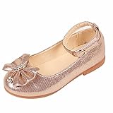 LLUO Prinzessinnen Schuhe Kinder Mädchen Abendschuhe Bogen Strasssteine Kinderschuhe Elegant Festlich Ballerina Schuhe Weichen Sohlen Kinder Schuhe Mädchen Mary Jane Schuhe