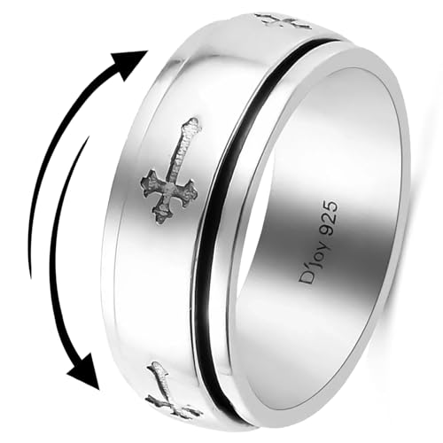 Bague de méditation mixte en argent anneau tournant cadeau femme