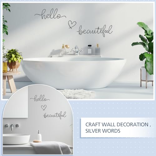 Image of Hicarer Metal Hello Gorgeous Wall Art Minimalist Decor for Bedroom Bathroom Living Room Dressing Room Salon Office Home Decorations Easy to Install Wall Decor(Black,Lovely Style)