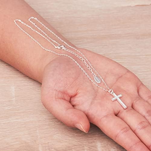Philip Jones Silver Plated Pave Cross Necklace Created with Zircondia® Crystals