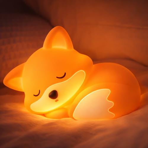 mioren Cute Fox Night Light for Kids, Silicone Baby Nursery