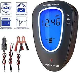 6V/12V/24V Automotive Car Battery Tester Voltmeter Charging System Analyzer Digital LCD Display Alternator