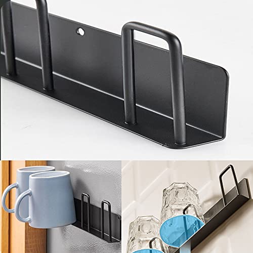 2Pcs Mug Hooks Wall-Mounted Mug Holder,Baieuejo Coffee Cups Holder Hanger No Drilling,Mug Rack Hooks With 4 Cup Holders,Cups Storage Hooks ​For Kitchen, Living Room, Office(Black) #TOP2