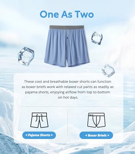 Image of DAVID ARCHY Men's Bamboo Rayon Boxers Breathable Cooling Mens Boxer Shorts with Button Fly Relaxed Fit Underwear 3 /4 /5 Pack