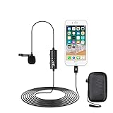 6 Metri Microfono Lavalier Professionale a Condensatore Omnidirezionale compatibile con iPhone 6/7/7 plus/8/8 plus/11/11 Pro/11 Pro Max/12, iPhone SE/X/XS/XR,YouTube Facebook Registrazione Video