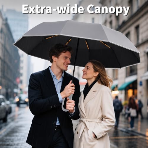 Image of Seniny Windproof Travel Umbrella, Automatic Umbrellas for Rain, Portable & Compact Umbrellas for Backpack, Strong UV for Protection, Folding Small Sun Umbrella for Car, Walking, Coral Pink, 38 inches