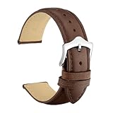 FYXT Cinturino for orologio in vera pelle 16mm 18mm 19mm 20mm 21mm 22mm 23mm 24mm Bracciale con cinturini di ricambio for uomo donna(Dark Brown-Silver-A,16mm)