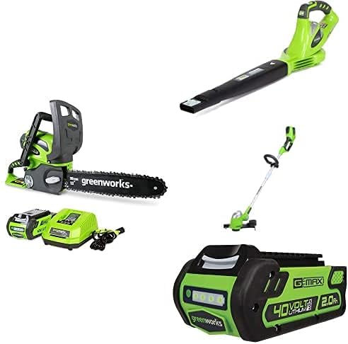 Greenworks - Juego de motosierra inalámbrico de 40 V, 2 baterías de 2 AH y cargador incluido