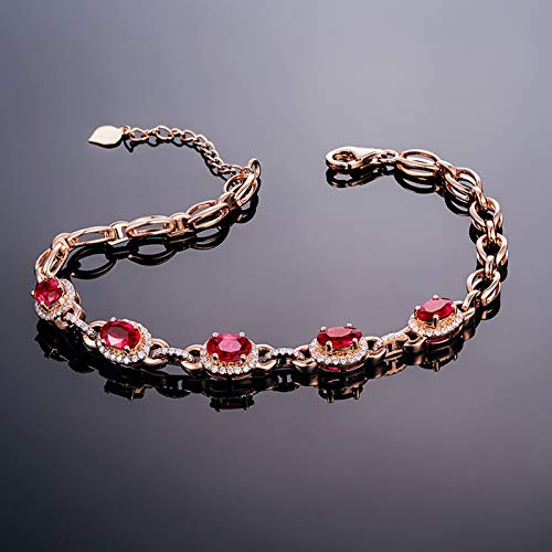 Bracelet rubis en or rose 18k maille ovale luxe pour femme