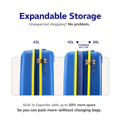 Image of Provogue Spectrum Hard-Sided PP 55 Cm Suitcase /Cabin Trolley Bag Small| Expandable Space with 8 Wheels Trolley Bags for Travel |Lightweight with Combination Lock|5 Year Warranty (Aqua Hush Blue)