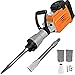 Mophorn 3600W Electric Demolition Hammer Heavy Duty Concrete Breaker 1800 RPM Jack Hammer Demolition Drills with Flat Chisel Bull Point Chisel (3600 W)
