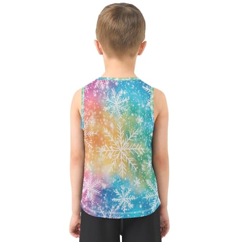 Boys Tank Top Shirts Winter Snowflake Tie Dye Sleeveless T-Shirts Crew Neck for Kids Clothing Children3