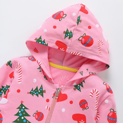 HILEELANG Toddler Girl Zip Up Hooded Sweatshirts Jacket With Ruffle Hem Cotton Lightweight Outwear3