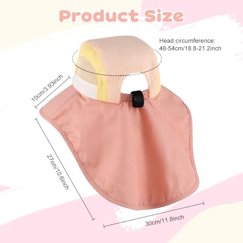 Image of SNOWIE SOFT Wide Brim Sun Hat for Kids Girls with Neck Flap Shawl, UPF 50+ Adjustable Chin Strap Sun Protection Hat for Girls 2-10 Years Old, Summer Breathable Sun Visor Hat Windproof Beach Hat