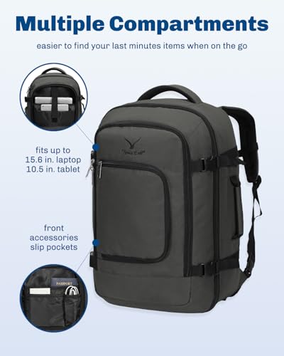 Image of Hynes Eagle Travel Backpack 40L Flight Approved Carry on Backpack Men Large Cabin Weekender Laptop Backpack Women 15.6 inches