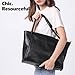 Utenwat Large Black Tote Bag for Women Work with Zipper 16L Vegan Leather Ladies Travel Handbags and Purses