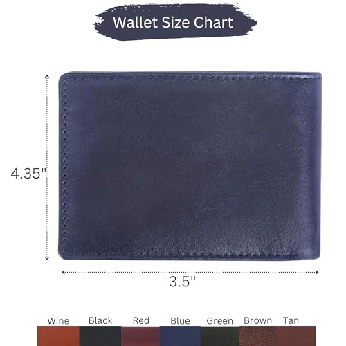 The Antiq Leather Wallet for men, Extra capacity with 2 ID Windows, RFID Blocking, Currency Organiser, Men's Purse, Slim Billfold with 6 Credit Card Slots, Gift for Him (Pass Case Wallet, Wine)4