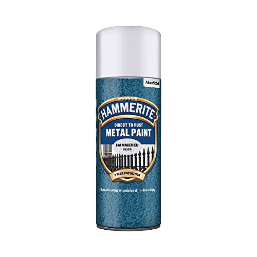 Hammerite 5084783 - Pintura para metalesde Color Plata con Efecto Martillado - Aerosol 400 ml