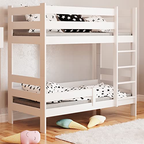 WNM Group Sophie Etagenbett für Kinder, Massivholz, Zwei Farben, Bettgestell inklusive, 200X90 Cover