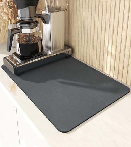 Octonyluck Alfombrilla de Secado Absorbente para cafetera, encimeras de Cocina, cafeteras en la Oficina, Secado rápido, Color Negro (Hierro)