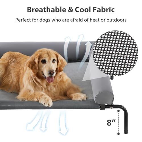 RRPETHOME Large Elevated Cooling Dog Bed, Raised Dog Cot Beds for Large Dogs, Elevated Outdoor Pet Bed, Chew Proof Portable Cooling Pet Cot with Skid-Resistant Feet and Breathable Mesh - Image 4