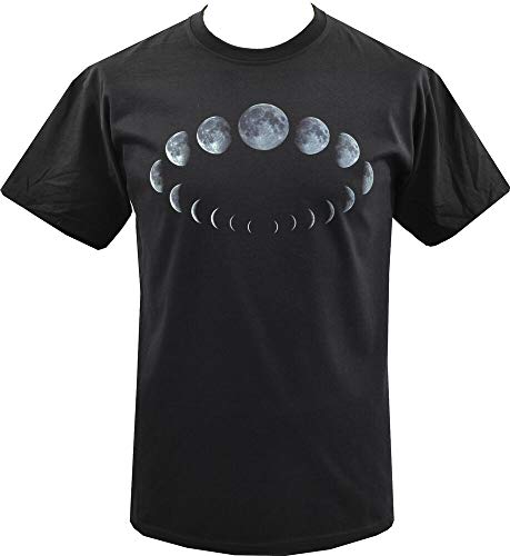 Mens T-Shirt Moon Phases Cycle Wicca Wiccan Witch Pagan Goth Black 3XL Cover