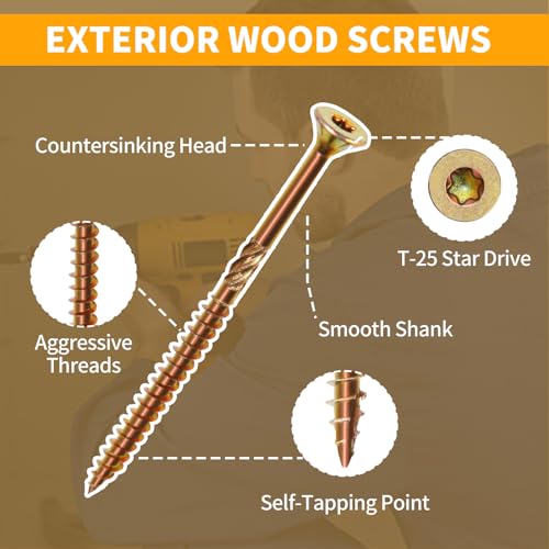 Kaibced WOOD SCREWS For Wood Structures, Galvanized Anti-Rusttreatment, With T25 Star Drill Bits thumb #4