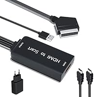 HDMI auf Scart Kabel Adapter mit HDMI Kabel, TLsiwio HDMI zu Scart Konverter HDMI Eingang zu Scart Ausgang und Unterstützt PAL/NTSC Format, HDMI Scart Adapter für TV Sky HD Blue Ray DVD PS3 VCR