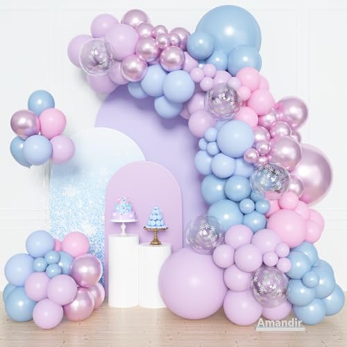 Amandir 153pcs Pink Purple Blue Balloons Arch Garland Kit, Differ...