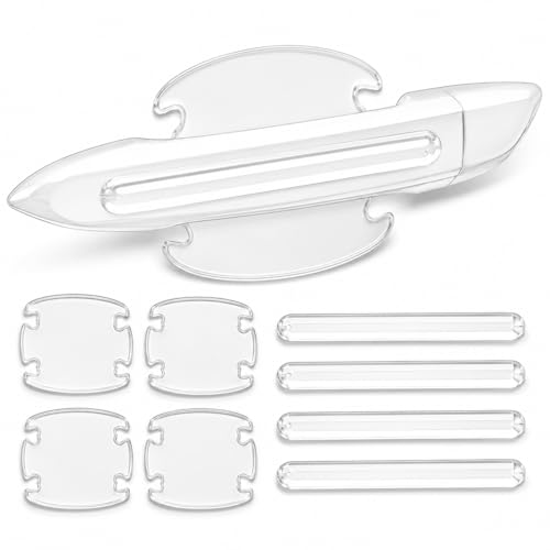 8PCS Clear Car Door Handle Protector Transparent Anti-Scratch PET Film Stickers Waterproof Adhesive Guard for Door Bowl & Rear View Mirror Universal Paint Protection for Cars SUVs Trucks Sedans