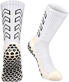 ENONEO Anti-slip Sports Socks for Men Women 1 Pair,Football Grip Socks with Anti Blister Rubber Pads Thickened Athletic Socks Breathable Sport Socks for Soccer Basketball Running Yoga UK 5-11