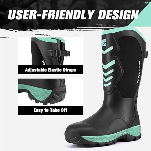 Image of Wovenpak Extra Wide Rubber Boots for Women, Waterproof Hunting Boots with Steel Shank, Insulated Mud Boot, 6mm Neoprene Anti-slip Outdoor Work Boots, Size 6-11