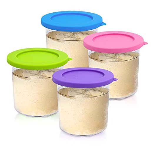 ARCOOLOR Pint Containers with Silicone Lids Replacement for Ninja Creami Pints and Lids, Compatible with NC301 NC300 NC299AMZ Series Ice Cream Maker, Airtight & Dishwasher Safe, Bpa Free (Mix1,4 Pack)