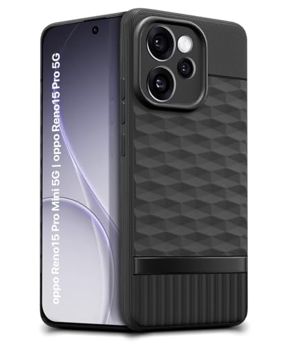 Image of WOW IMAGINE Back Cover for Oppo Reno 15 Pro 5G | Reno 15 Pro Mini 5G with Hexa Cube Design | Ultra Slim Soft Rubberised Case | Inner Velvet Fabric | Flexible Mobile Case | Camera Protection - Black