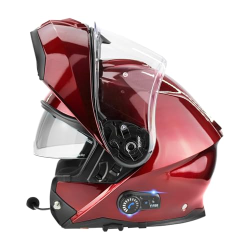 VPR RSV191 Motorcycle Modular Bluetooth Helmet Full Face Integrated Motorbike Helmet With Anti-Fog Double Visor Modular Flip up front Motorcycle Helmet ECE Approved For Adult Men and Women