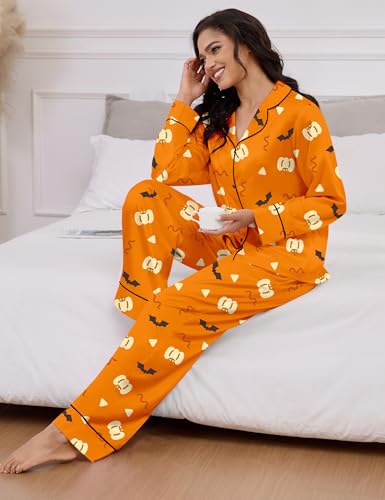 Image of SHESHOW Satin Pajamas for Women Set Long Sleeve Button Down Sleepwear 2 Piece Nightwear Women Pjs Sets Size XS-XXL