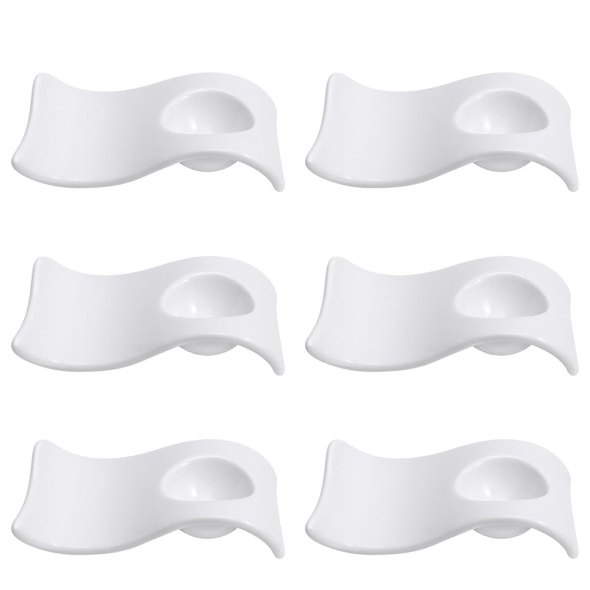 Tofficu 6 Coquetiers en Céramique Blancs Modernes, Lot de 6 Pièces, Supports à Œufs Pratiques et Faciles à Nettoyer, Plateau Élégant Table