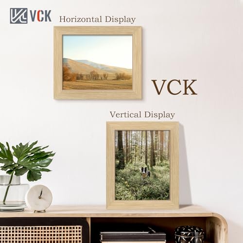 Image of VCK 8x10 Picture Frame Set of 3, Natural Wood Frames, Gallery Wall Decor Photo Frames for Wall Mounting Horizontally or Vertically