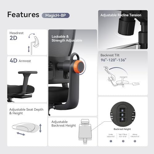 Image of Newtral Ergonomic Office Chair, Ergonomic Mesh High Back Desk Chair, Computer Task Chair, with Footrest, Adaptive Lumbar Support