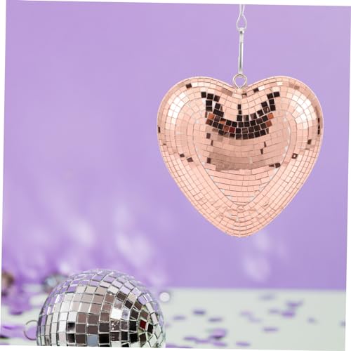 Bola espejada en forma de corazón colgante Ciieeo, acabado dorado rosa, para bodas y fiestas temáticas miniatura 7