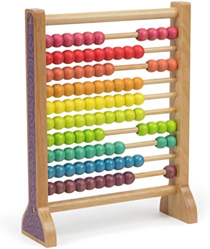 Imagination Generation Wooden Abacus Classic Counting Tool, Counting Frame Educational Toy with 100 Colorful Beads