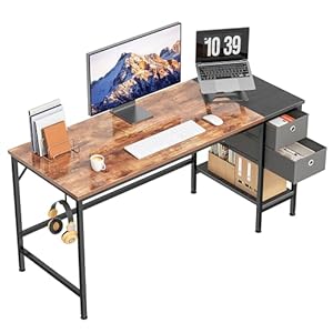 HOMIDEC Office Desk, Computer Desk with Drawers 47″ Study Writing Desks for Home with Storage Shelves, Desks & Workstations for Home Office Bedroom