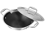 Vinod Platinum SAS Pro Triply Stainless Steel Extra Deep Kadai with Lid, 3.7L, 26cm | Hybrid Non-Stick Hexa Wok | Induction Compatible | Sturdy Handles | Deep Frying & Curry Pan - Silver
