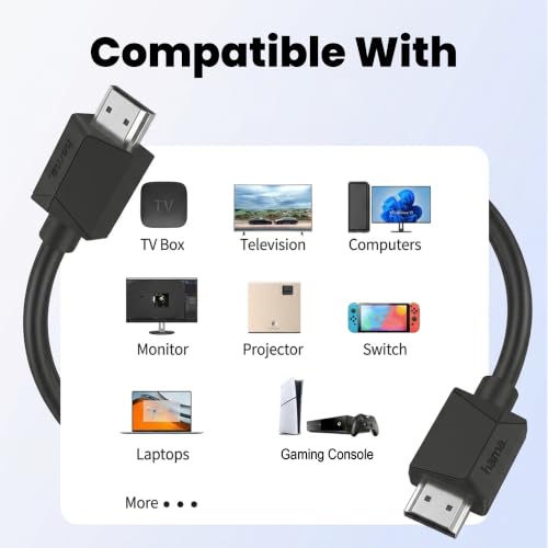 Image of Hama High-Speed HDMI Cable with Ethernet, HDMI Male to Male, 3 m, 4K Ultra HD (3840 x 2160 @ 60Hz), 18 Gbps Bandwidth, HDR, ARC, Compatible with TV, Laptop, PC, Monitor 10-Year Warranty