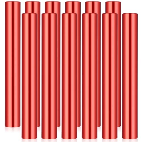 Hanaive 12 Pieces Relay Baton Sports Aluminum Track Baton Field Race Equipments for Running Race Team Corrosion Resistant for Students Office Clark Running Outdoor Field Race Tools(Red)