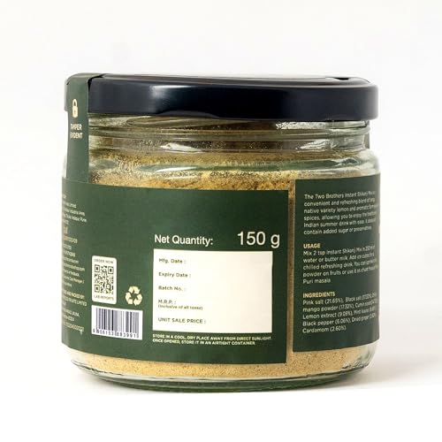 Image of Two Brothers Organic Farms Instant Shikanji Mix - 150g | Essence of Tangy Lemons and Aromatic Farm-Grown Spices in a Ready-To-Mix Powder | Free from Artificial Ingredients