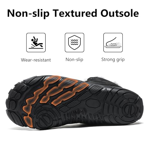 Mens Womens Snow Boots Winter Barefoot Shoes Warm Fur Lined Short Ankle Booties Outdoor Anti-Slip Wide Toe Box Walking Winter Shoes3