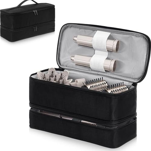 DaMohony Double-Layer Travel Case for Shark Flexstyle/Dyson Airwrap Styler and Attachments, Portable Travel Case Organizer Bag for Shark Flexstyle and Dyson Airwrap