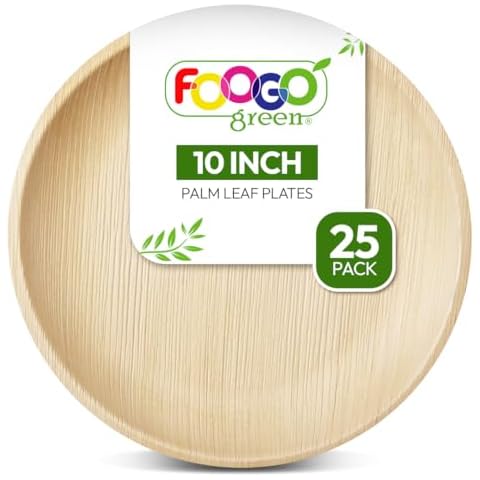 FOOGO Green 25pcs Eco-Friendly Palm Leaf Plates Cover