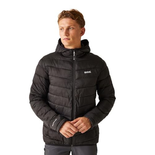 Regatta Mens HillPack II Packaway Hooded Padded Jacket, Black, L EU, RMN234
